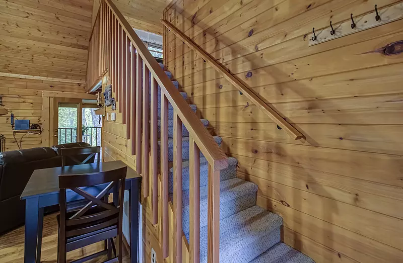 Teddy Bear Haven offers accommodations for couple who may not need access to the open loft area upstairs. The cabin is handicap friendly - meaning that main level living is available.